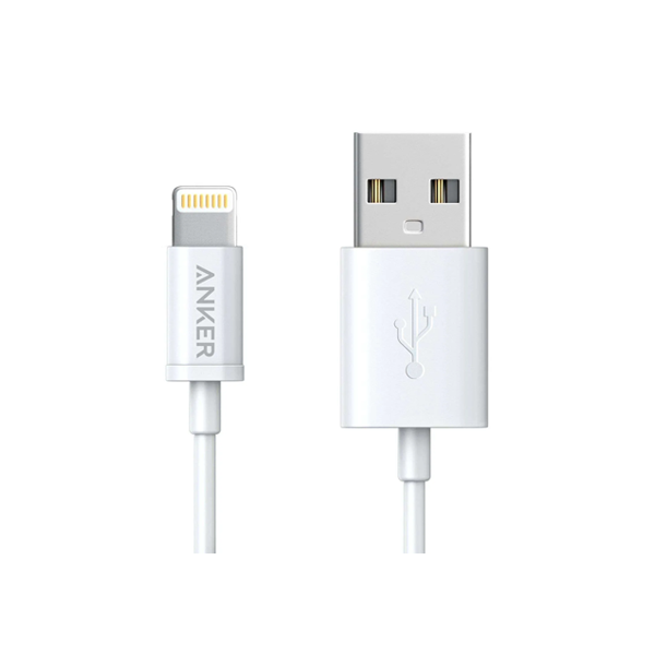 Cable de cargador Anker para iPhone X / 8/8 Plus / 7/7 Plus / 6/6 Plus / 5S Blanco
