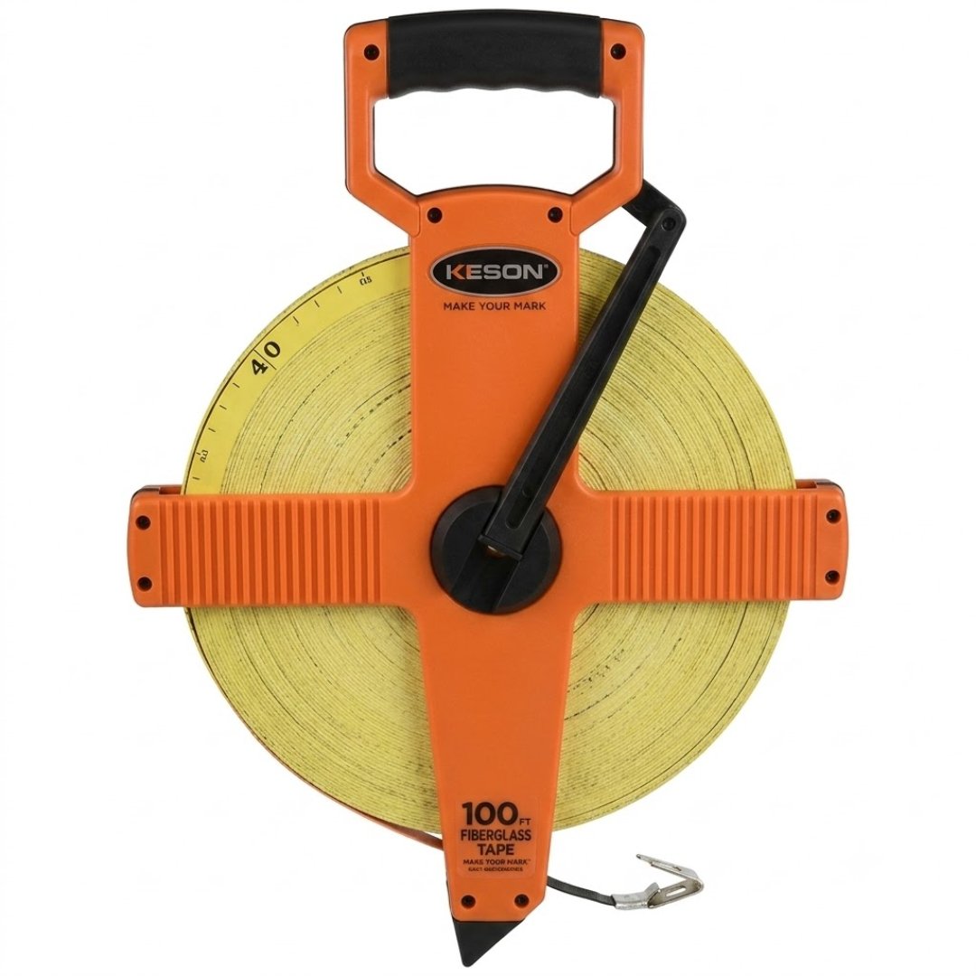 Cintas Fibra Keson Metric de carrete abierto y fibra de vidrio. Ideales para topografía, construcción, ingeniería y mediciones profesionales.