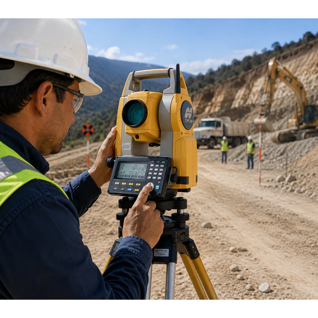 Estaciones Totales Topcon ES para topografía, construcción e ingeniería civil. Ideales para levantamientos, replanteos y obras de infraestructura.