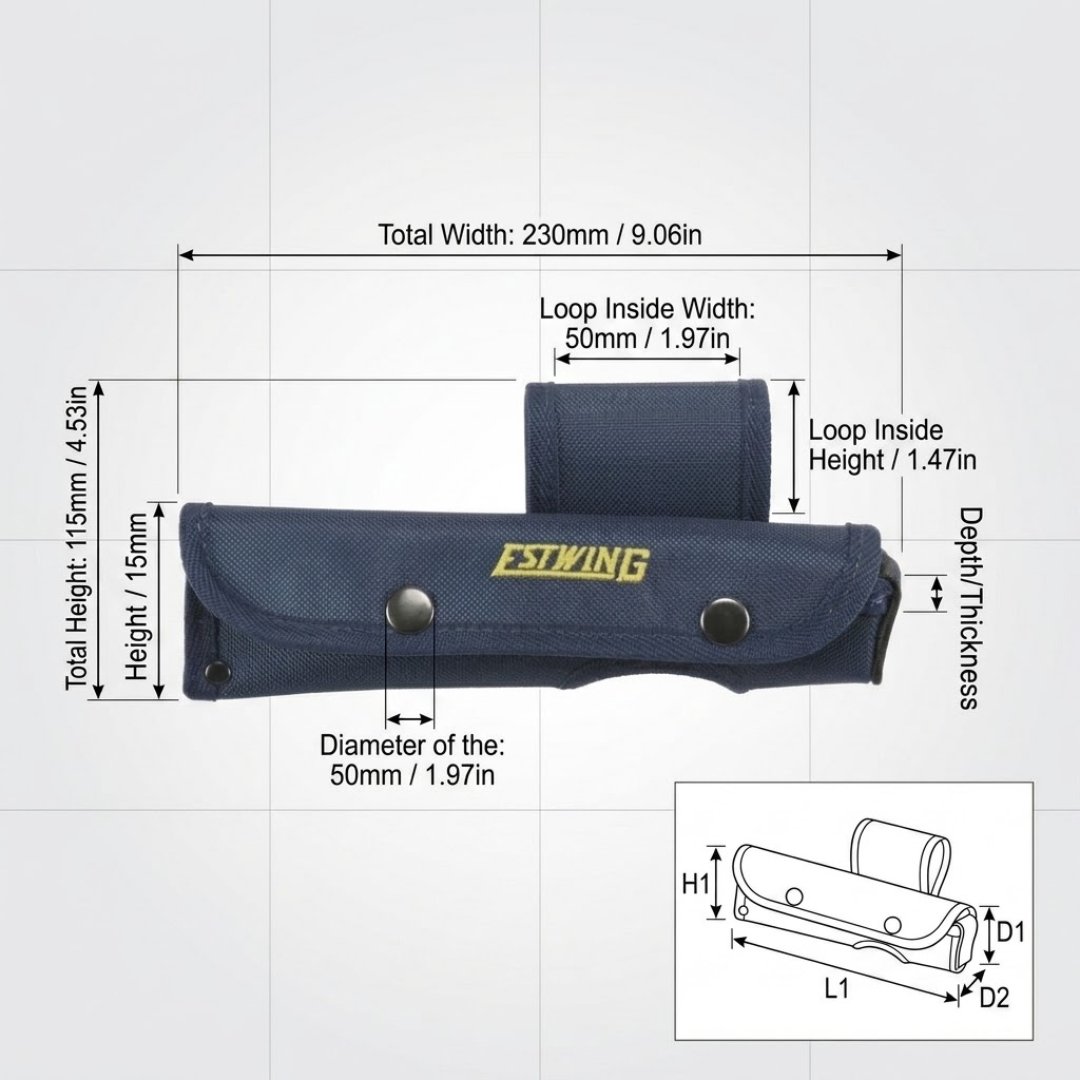 Funda martillo geología compatible con martillos Estwing. Protege la herramienta y facilita su transporte durante el trabajo de campo.