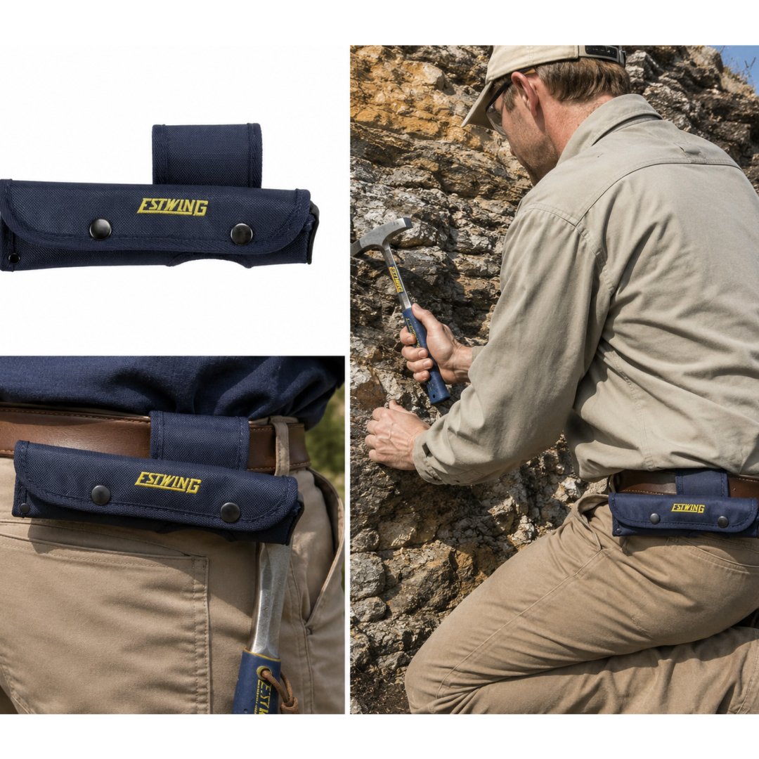 Funda martillo geología compatible con martillos Estwing. Protege la herramienta y facilita su transporte durante el trabajo de campo.