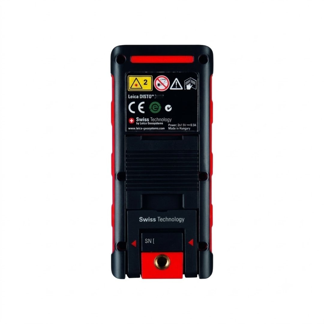 Medidor Leica DISTO E7400X con alcance de hasta 80 m, precisión ±1 mm, inclinómetro de 360° y protección IP65. Ideal para topografía e ingeniería.