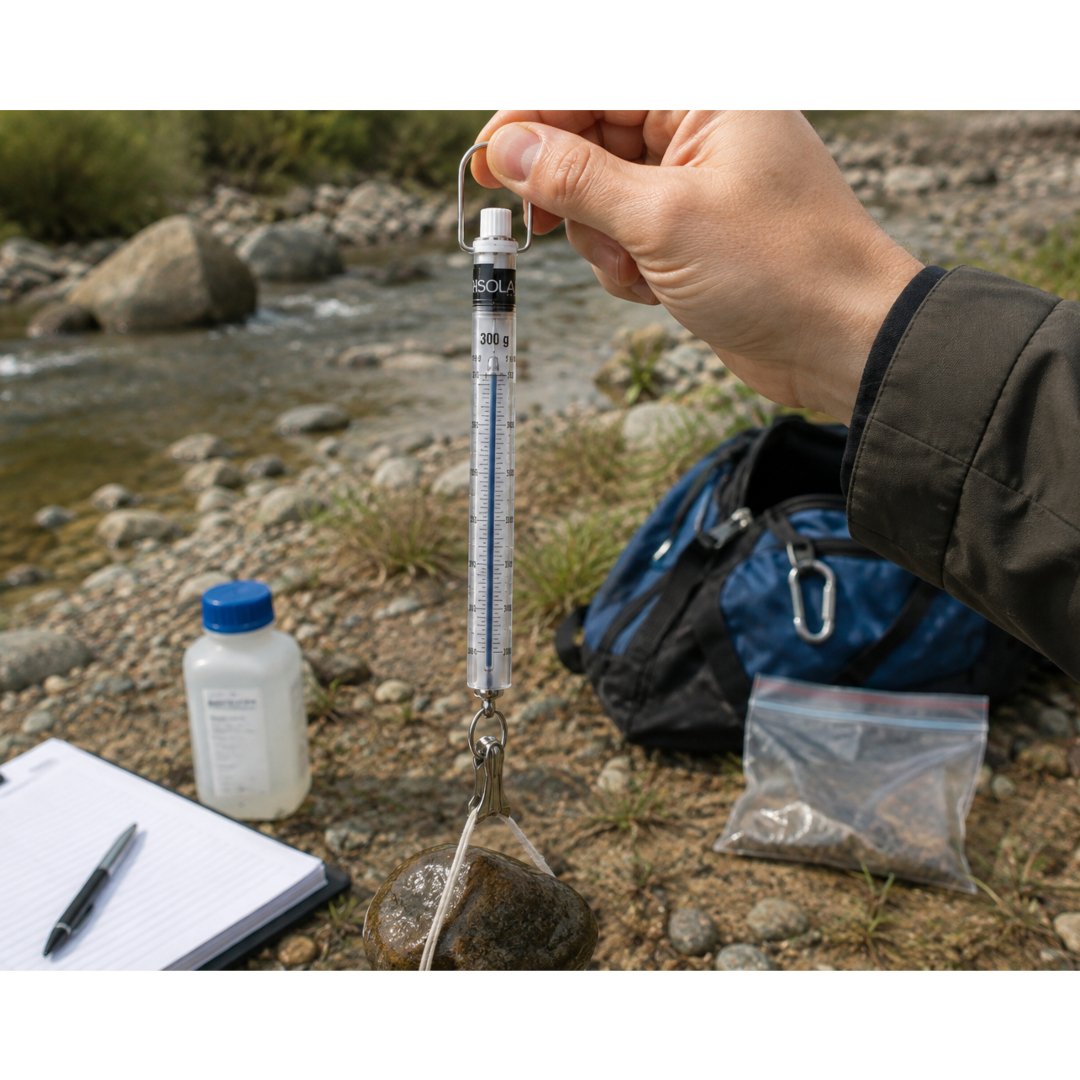 Pesola 300g x 2g para pesaje portátil de muestras y objetos pequeños. Balanza de resorte práctica para campo, laboratorio, investigación y actividades ambientales.