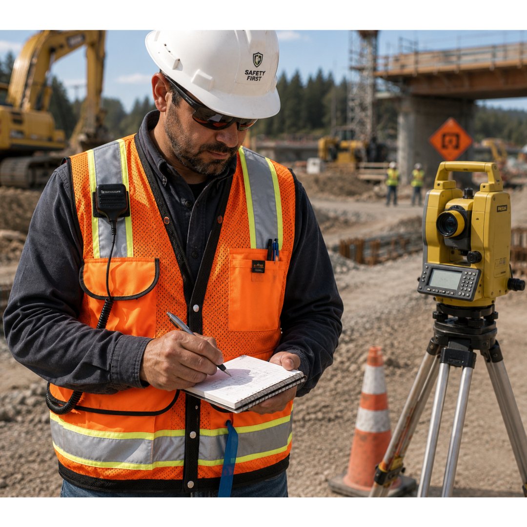 Chaleco Malla Jim Clase 2 con 8 bolsillos y alta visibilidad. Ideal para topografía, construcción, minería, ingeniería y trabajos de campo.