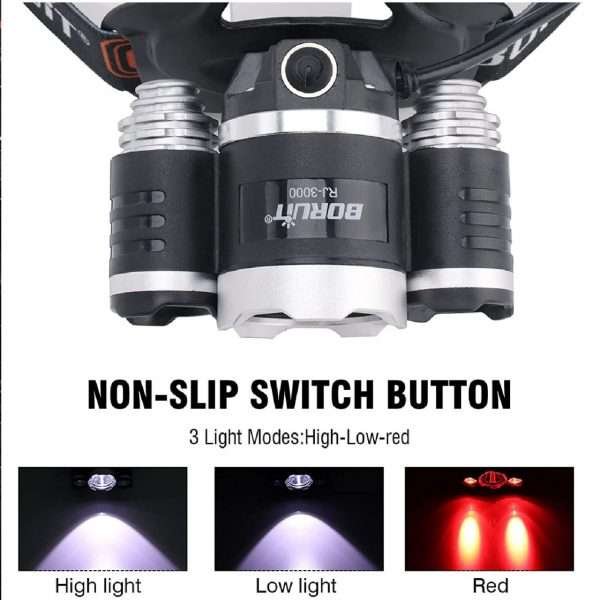 Linterna Led De Cabeza 5000 Lumenes 3 Modos De Iluminación - Imagen 3