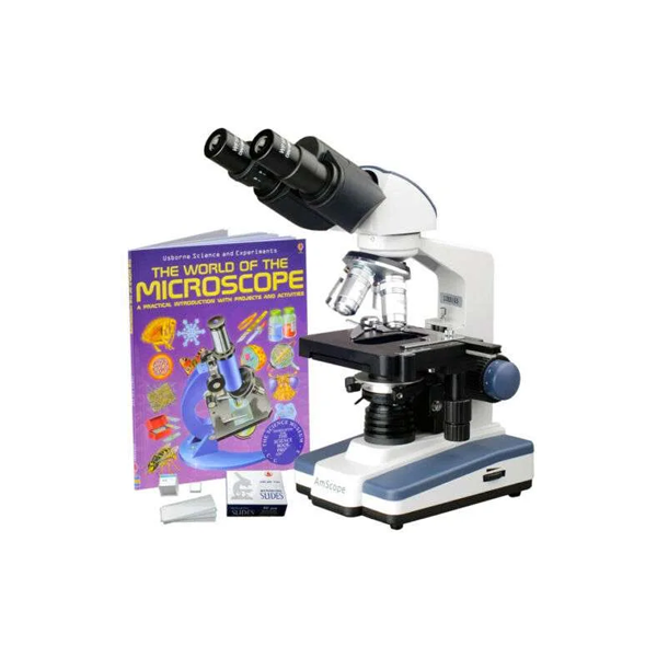Microscopio binocular AmScope 40X-2000X etapa mecánica 3D