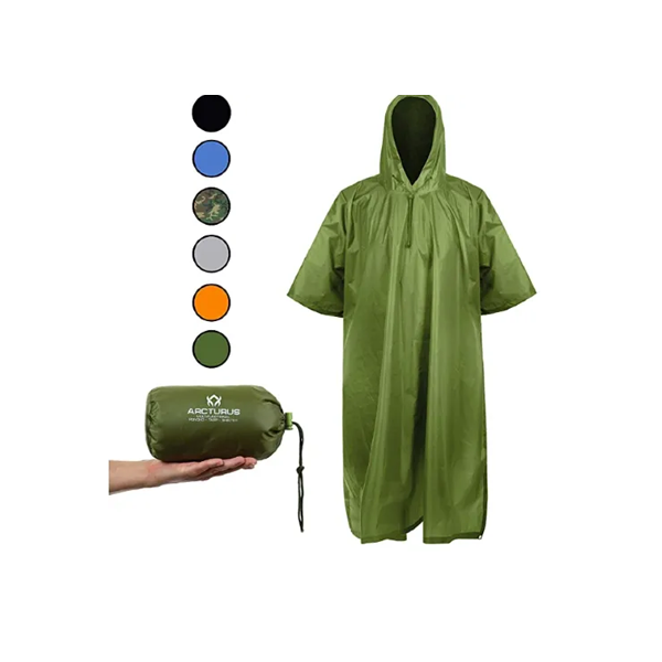 Impermeable Poncho Ligero De Nailon Con Capucha Ajustable