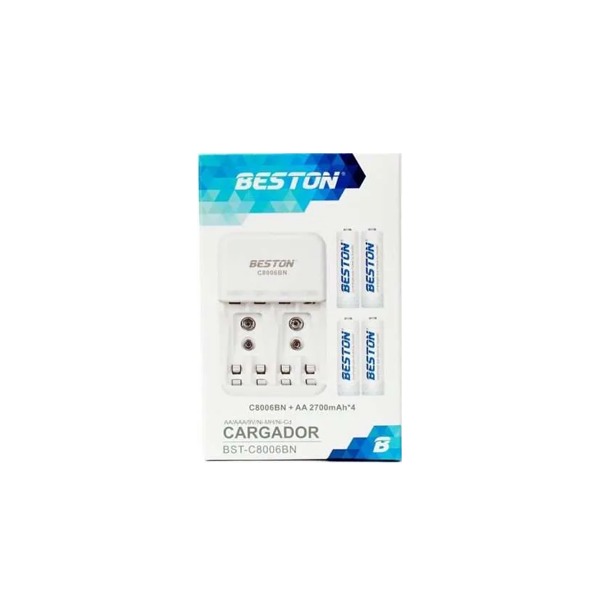 Cargador Beston BST-C8006BN 2700mAh Mas 4 Baterías AA