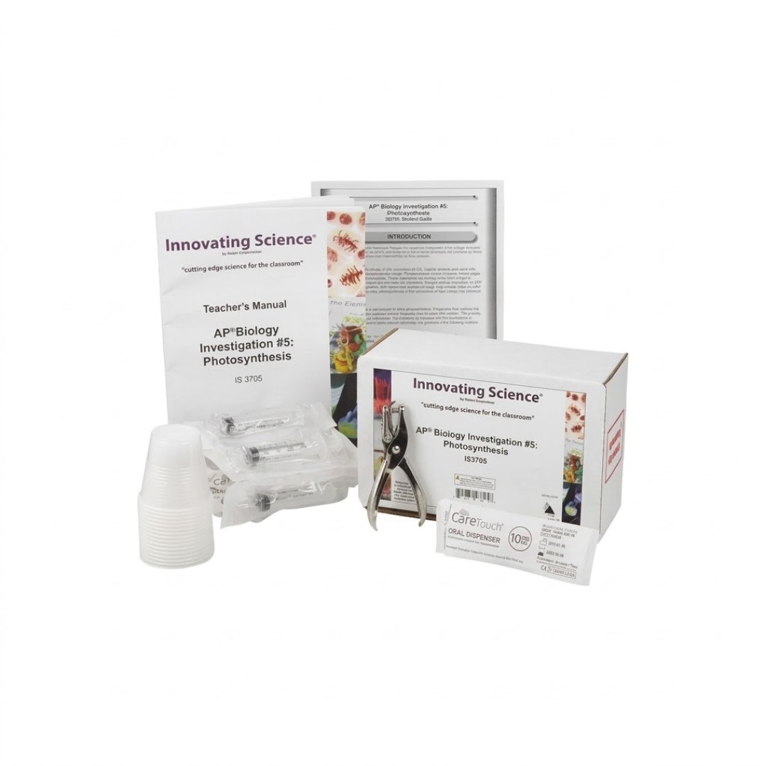 Kit de fotosíntesis Aldon para AP Biology, con materiales para 8 grupos. Incluye manual docente y guía de estudio para investigación experimental.