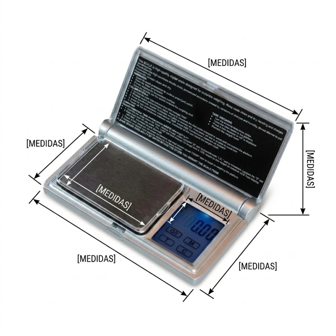 Báscula Digital de Bolsillo 200g con pantalla táctil y precisión de 0,01 g. Ideal para laboratorio y mediciones de alta precisión.