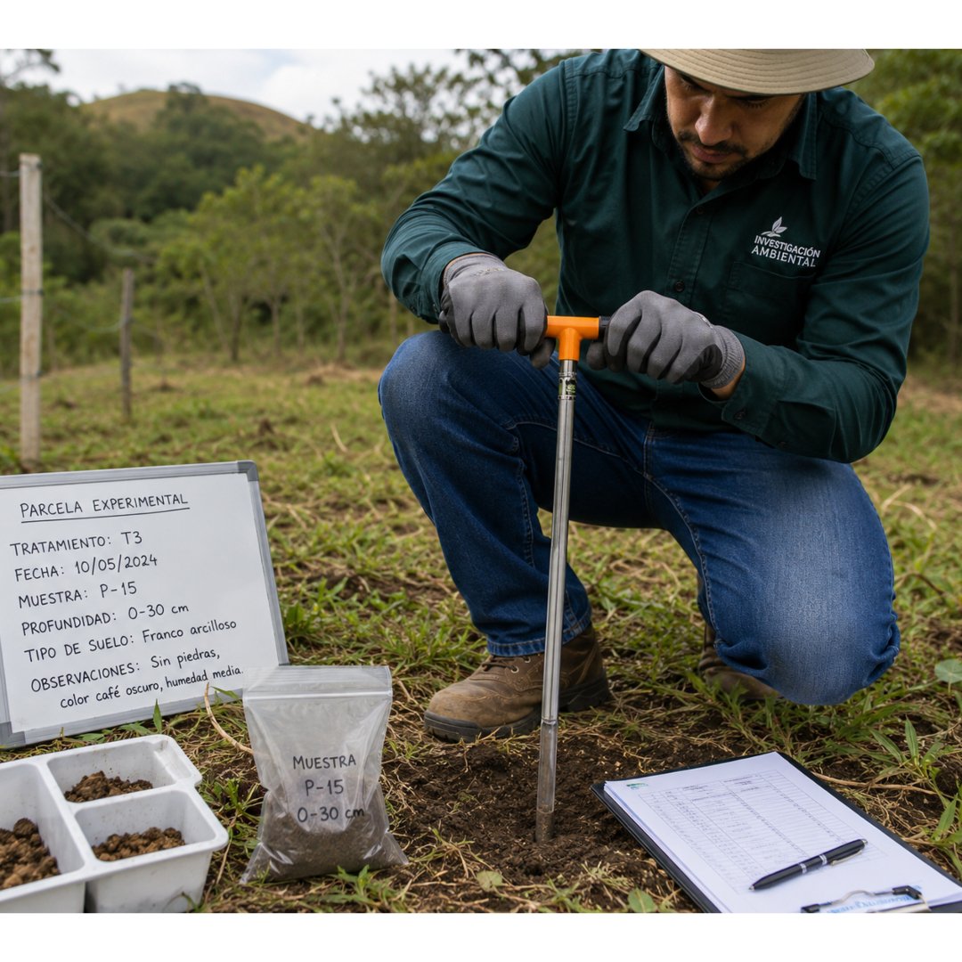 Barreno Muestra Suelos AMS de 7/8" x 21" para extracción de muestras representativas. Ideal para agricultura, geotecnia, minería, investigación y análisis de suelos.