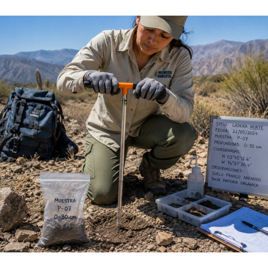 Barreno Muestra Suelos AMS de 7/8" x 21" para extracción de muestras representativas. Ideal para agricultura, geotecnia, minería, investigación y análisis de suelos.