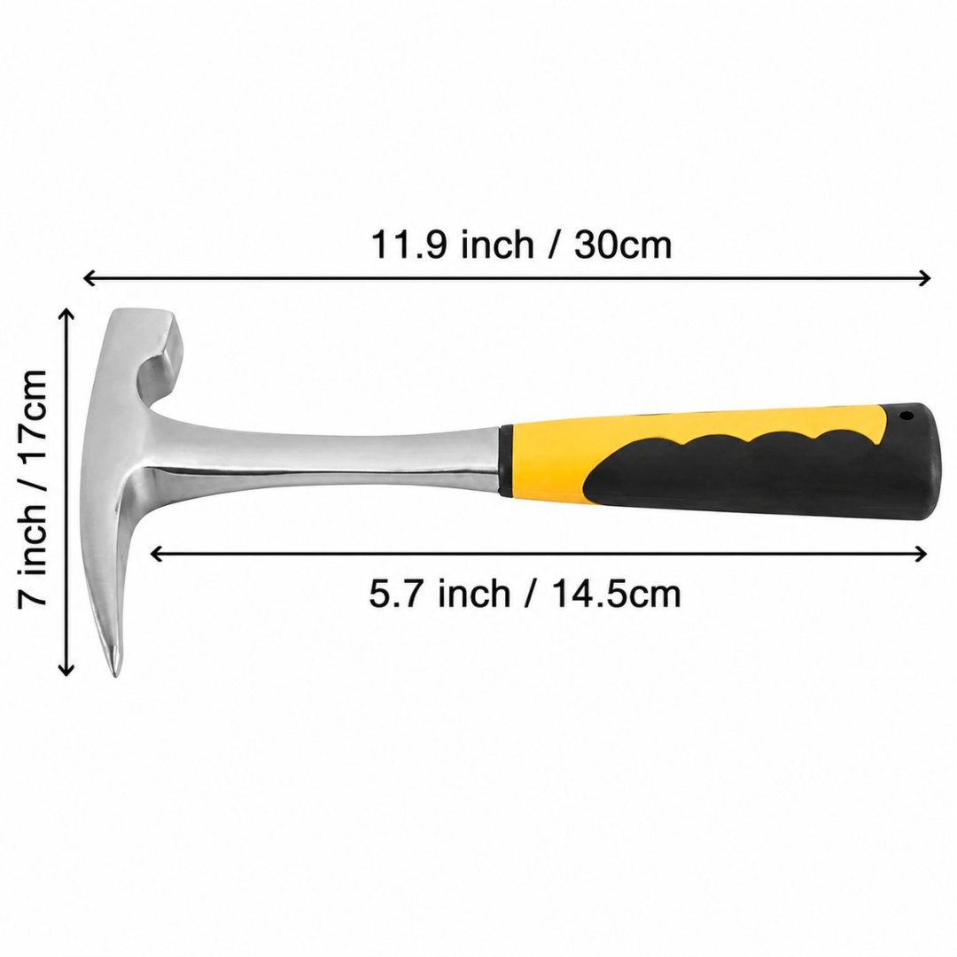 Martillo de geología Zeonhei de acero cromado de 32 onzas, ideal para geólogos, minería, prospección y trabajo de campo. Alta resistencia y excelente equilibrio.
