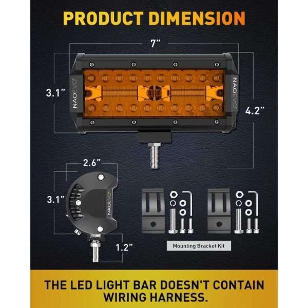 Luz LED Todoterreno Para Automovil 240W / Ambar - Imagen 3