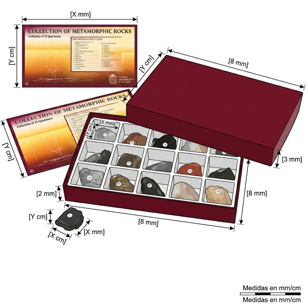 Colección de minerales de metales comunes con 20 muestras para enseñanza de geología, mineralogía, identificación y comparación en prácticas académicas.