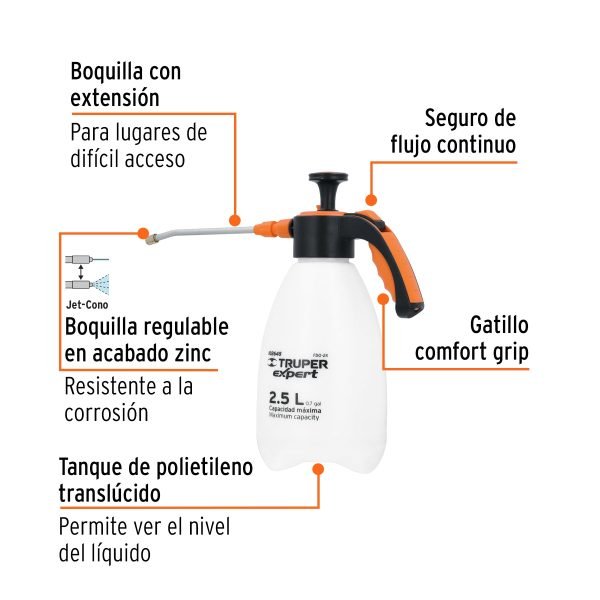 Fumigador Doméstico De 2,5 Litros Con Boquilla Tipo Jet Y Cono Truper - Imagen 3