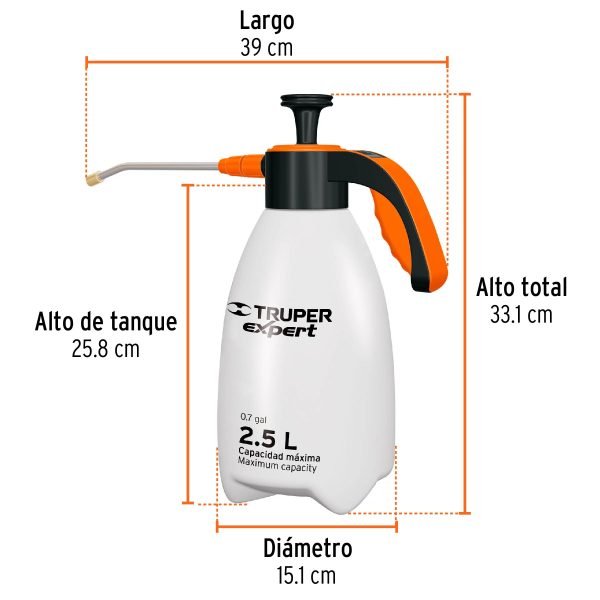 Fumigador Doméstico De 2,5 Litros Con Boquilla Tipo Jet Y Cono Truper - Imagen 2